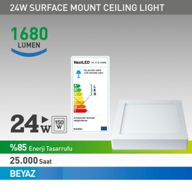 24w Sıva Üstü Panel Led Kare